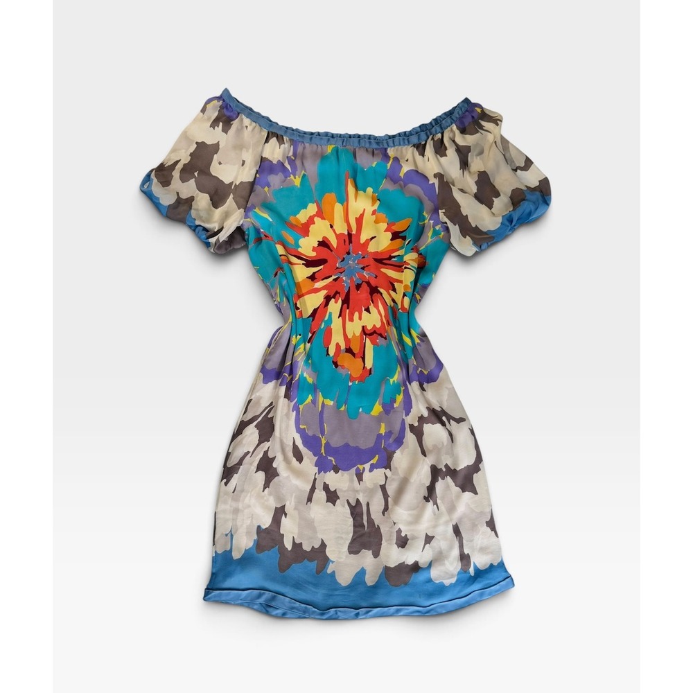 Vintage Missoni Silk Floral Dress IT38 XS Puff Sleeve Multicolor Made in Italy - Picture 1 of 15